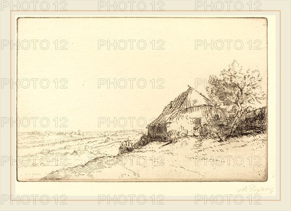 Alphonse Legros, Hovel on a Hillside (Masure sur la colline), French, 1837-1911, etching