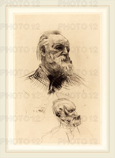 Auguste Rodin (French, 1840-1917), Victor Hugo, De Trois Quarts, 1884, drypoint