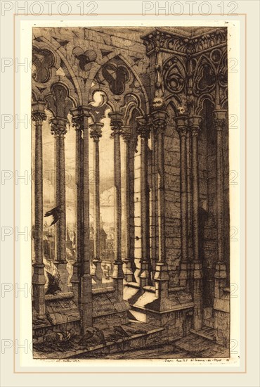 Charles Meryon (French, 1821-1868), La galerie Notre-Dame, Paris (The Gallery of Notre Dame, Paris), 1853, etching