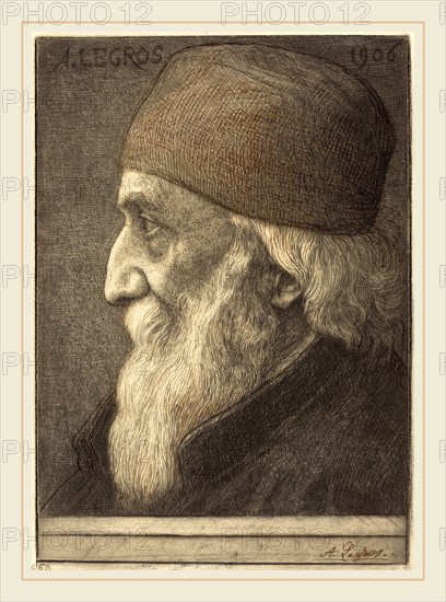Alphonse Legros, Self-Portrait, 13th plate, French, 1837-1911, 1906, etching retouched in ink and crayon