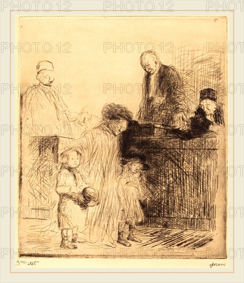 Jean-Louis Forain, Coming Out of the Hearing (first plate), French, 1852-1931, 1909, etching