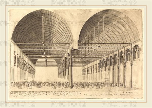 Charles Meryon (French, 1821-1868), La salle des pas-perdus Ã  l'ancien Palais-de-Justice, Paris (The Antechamber of the Palace of Justice, Paris), 1855, etching