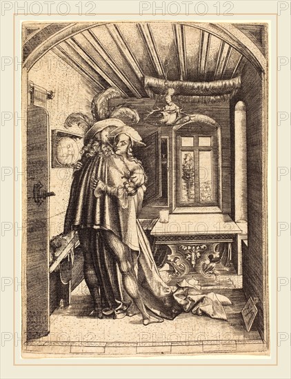 Master MZ (German, active c. 1500), The Embrace, 1503, engraving