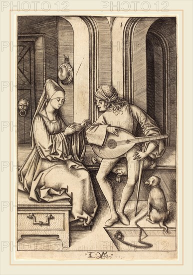 Israhel van Meckenem (German, c. 1445-1503), The Lute Player and the Singer, c. 1495-1503, engraving