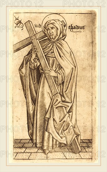 Israhel van Meckenem after Master E.S. (German, c. 1445-1503), Saint Judas Thaddeus (Saint Simon?), c. 1470-1480, engraving