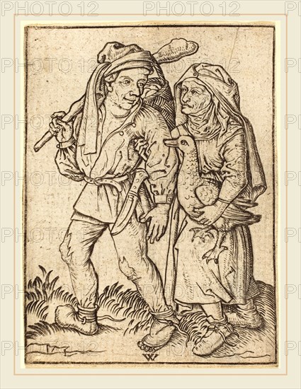 Wenzel von Olmutz after Master of the Housebook (German, active 1481-1497), Farmer and Wife with Goose, c. 1490, engraving