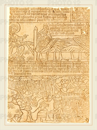 German 15th Century, Apocalypse of John, Leaf 42, c. 1465, woodcut