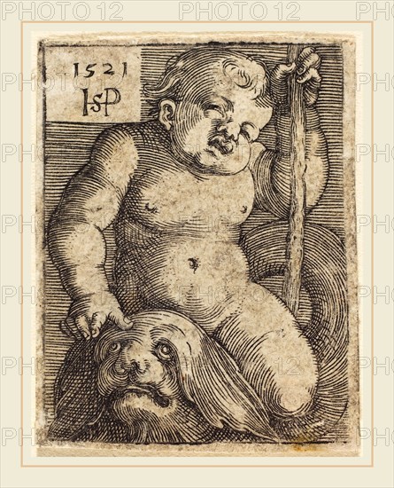 Sebald Beham (German, 1500-1550), Genius on a Dolphin, 1521, engraving