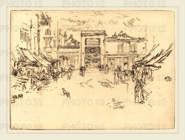 James McNeill Whistler (American, 1834-1903), Little Market Place, Tours, 1888, etching