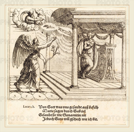 Augustin Hirschvogel (German, 1503-1553), The Annunciation, 1547, etching