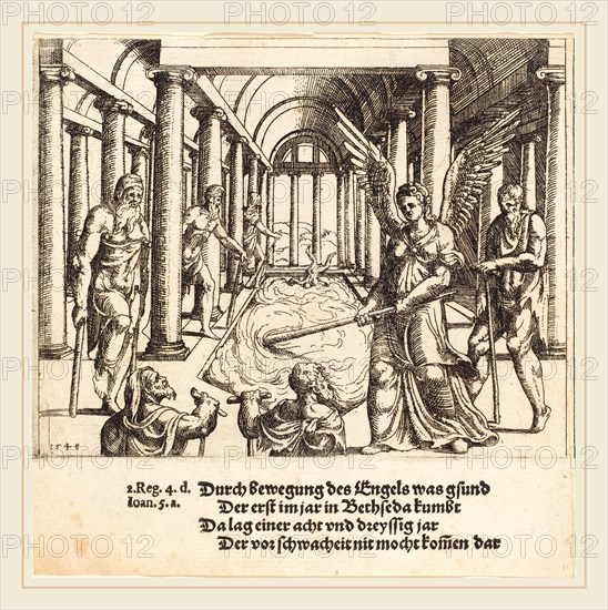 Augustin Hirschvogel (German, 1503-1553), The Angel Agitating the Pool of Bethesda, 1548, etching