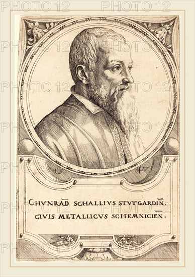 Augustin Hirschvogel (German, 1503-1553), Conrad Schall, 1547, etching