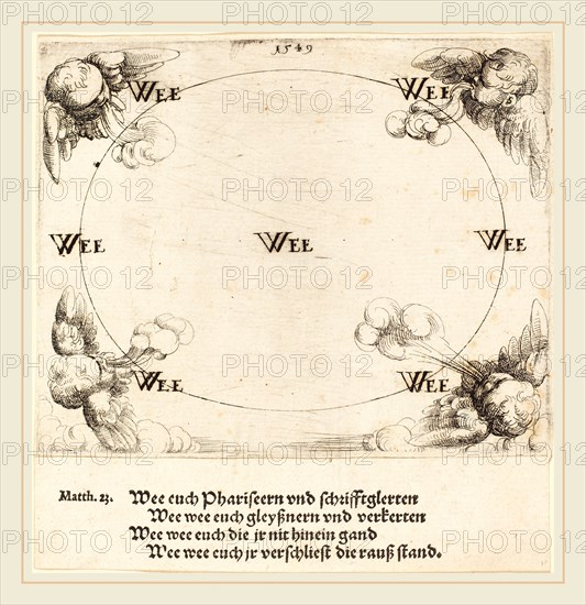 Augustin Hirschvogel (German, 1503-1553), Woe is Pronounced on Covetousness, 1549, etching