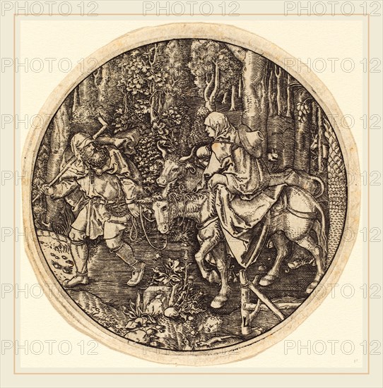 Master L after Albrecht DÃ¼rer (German, active first half 16th century), The Flight into Egypt, engraving