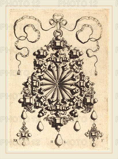 Daniel Mignot (German, active 1593-1596), Large Pendant with Star at Centre, engraving