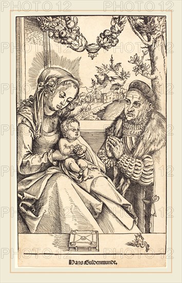 Lucas Cranach the Elder (German, 1472-1553), The Virgin and Child Adored by Frederic the Wise of Saxony, woodcut