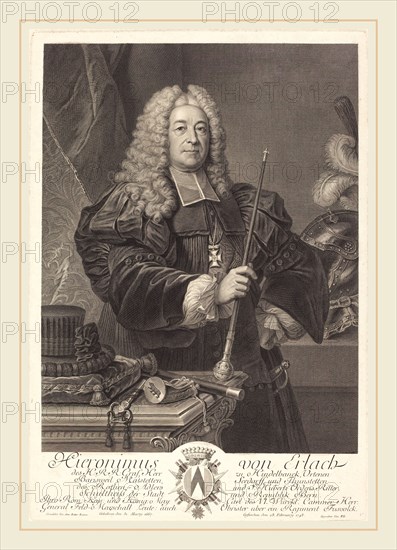 Johann Georg Wille after Carlo Francesco Rusca, Cavalier (German, 1715-1808), Johann von Erlach, engraving