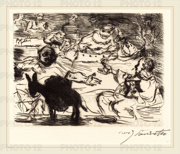 Lovis Corinth, The Banquet of Trimalchio: pl.V, German, 1858-1925, 1919, drypoint in black on white wove paper