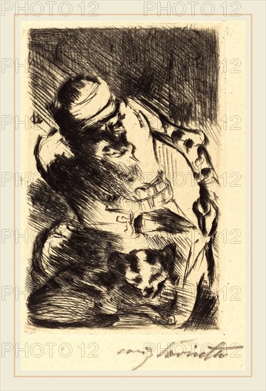 Lovis Corinth, The Cat of the Prophet (Die Katze des Propheten), German, 1858-1925, 1919, drypoint in black on wove paper