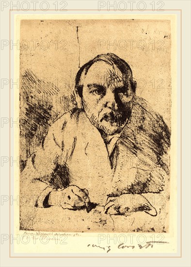 Lovis Corinth, Self-Portrait (Selbstbildnis), German, 1858-1925, 1912, soft-ground etching in black on wove paper