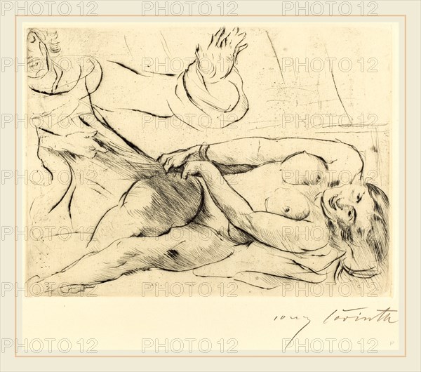 Lovis Corinth, Joseph and Potiphar's Wife-II (Joseph und Potiphars Weib II), German, 1858-1925, 1915, drypoint in black on laid paper