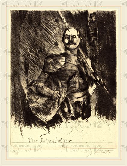 Lovis Corinth, Der FahnentrÃ¤ger (The Standard Bearer), German, 1858-1925, 1920, drypoint and roulette in black on wove paper