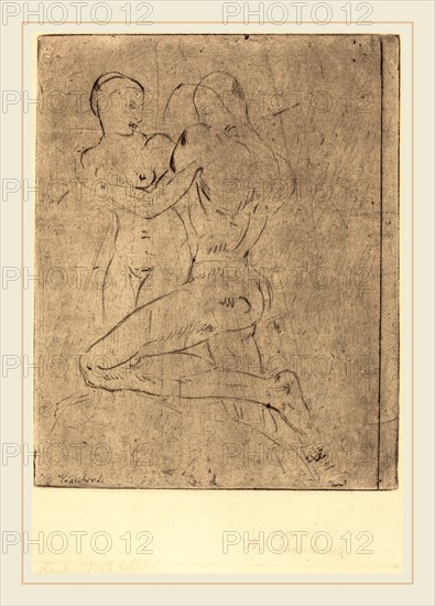 Wilhelm Lehmbruck, Rape II (Raub II, Weib halb), German, 1881-1919, 1911, drypoint