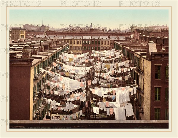 American 19th Century (Detroit Photographic Co.), A Monday Washing, New York City, 1900, photochrom