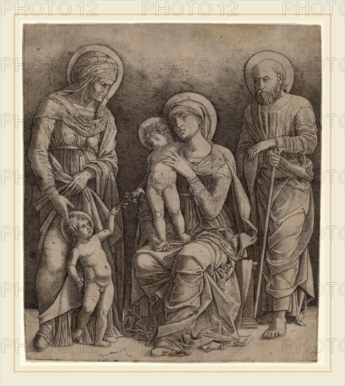 Giovanni Antonio da Brescia (Italian, active c. 1490-1525 or after), Holy Family with Saint Elizabeth and the Infant Saint John, c. 1495-1505, engraving
