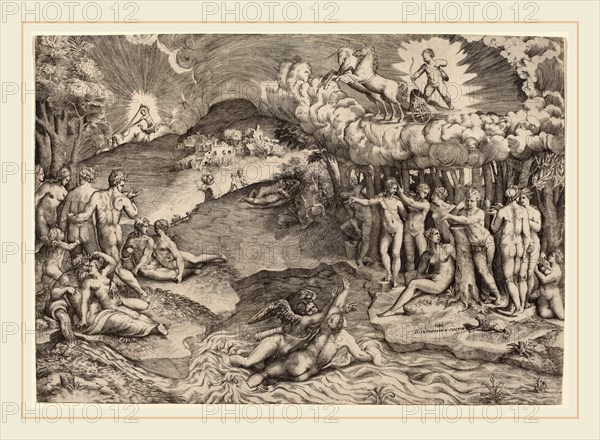 Giulio Bonasone (Italian, c. 1498-c. 1580), The Triumph of Love, 1545, engraving