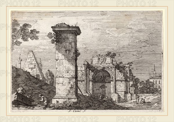 Canaletto (Italian, 1697-1768), Landscape with Ruined Monuments, c. 1735-1746, etching