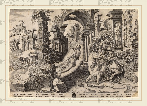 Dirck Volckertz Coornhert after Maerten van Heemskerck, Balam and His Ass, Netherlandish, 1522-1590, 1554, engraving