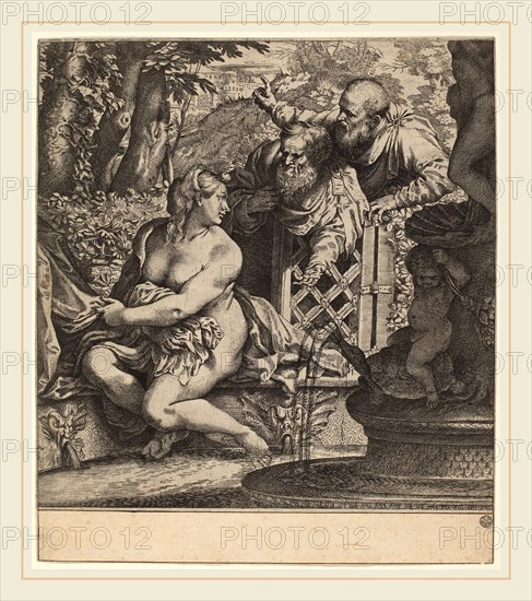 Annibale Carracci (Italian, 1560-1609), Susanna and the Elders, 1590-1595, etching and engraving on laid paper