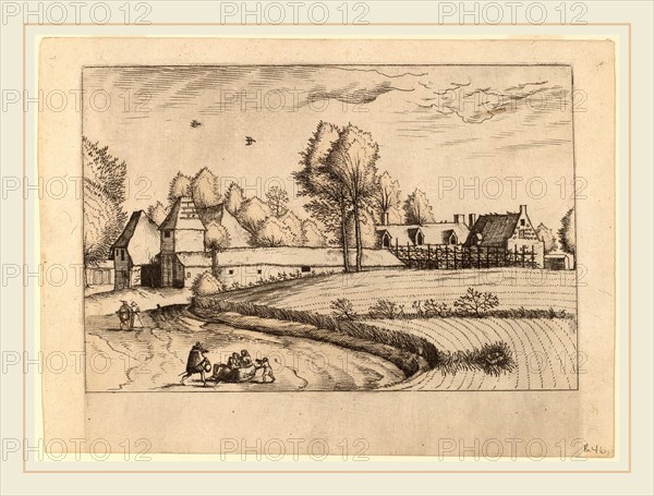 Johannes van Doetechum, the Elder and Lucas van Doetechum after Master of the Small Landscapes (Dutch, active 1554-1572; died before 1589), Country Houses, published 1559-1561, etching retouched with engraving