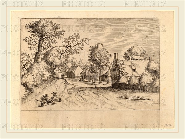 Johannes van Doetechum, the Elder and Lucas van Doetechum after Master of the Small Landscapes (Dutch, active 1554-1572; died before 1589), Village Road, published 1559-1561, etching retouched with engraving