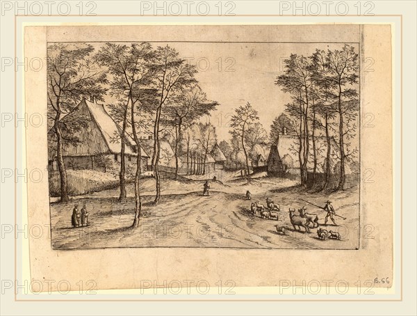 Johannes van Doetechum, the Elder and Lucas van Doetechum after Master of the Small Landscapes (Dutch, died 1605), Village Street, published 1559-1561, etching retouched with engraving