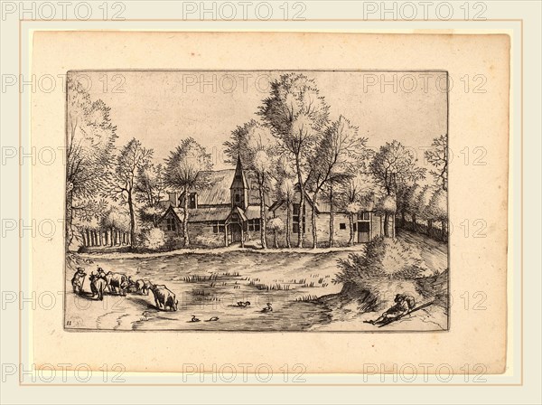 Johannes van Doetechum, the Elder and Lucas van Doetechum after Master of the Small Landscapes (Dutch, died 1605), Country Village with Church, in or before 1676, etching retouched with engraving