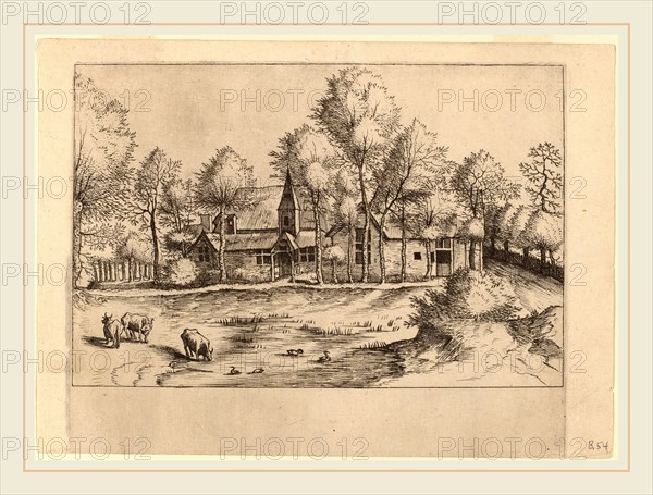 Johannes van Doetechum, the Elder and Lucas van Doetechum after Master of the Small Landscapes (Dutch, active 1554-1572; died before 1589), Country Village with Church, published 1559-1561, etching retouched with engraving