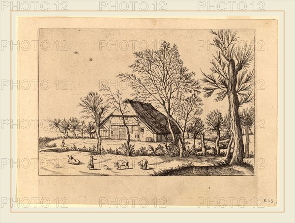 Johannes and Lucas van Doetechum after Master of the Small Landscapes (Dutch, active 1554-1572; died before 1589), Farm, published 1559-1561, etching retouched with engraving