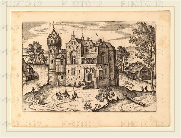 Netherlandish 16th Century, Castle by a River, published in or before 1676, etching retouched with engraving
