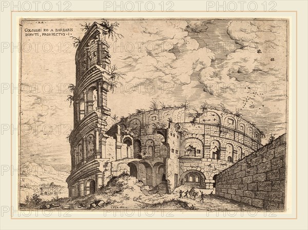Hieronymus Cock (Flemish, c. 1510-1570), View of the Colosseum, probably 1550, etching on laid paper