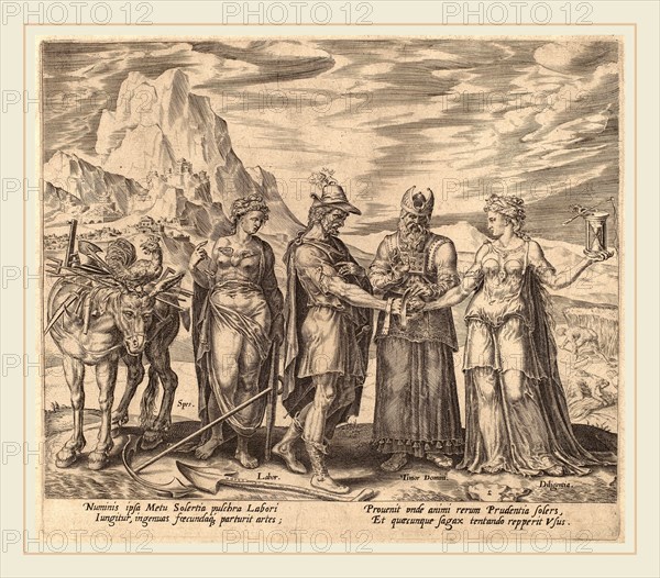 Philip Galle after Maerten van Heemskerck (Flemish, 1537-1612), The Marriage of Labor and Diligence, 1572, engraving
