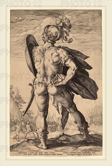 Hendrik Goltzius (Dutch, 1558-1617), Marcus Valerius Corvus, probably 1586, engraving