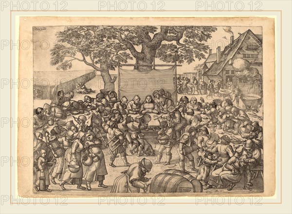 Peter van der Borcht (Flemish, 1545-1608), The Large Rustic Wedding Feast, 1560, etching and engraving?