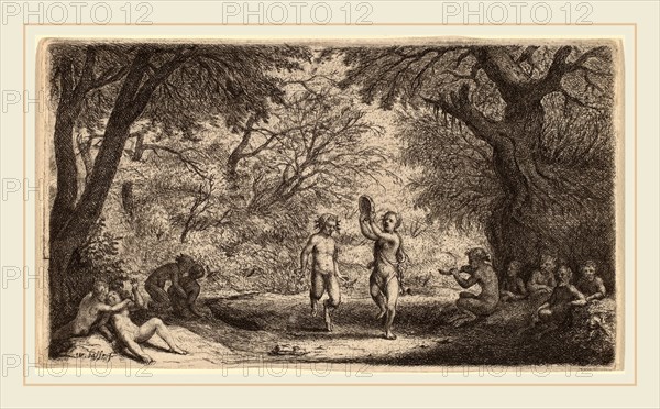 Willem Basse (Dutch, 1613 or 1614-1672), Bacchanal with a Dancing Couple in the Center, etching with engraving on laid paper