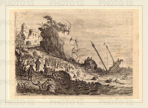 Willem Basse (Dutch, 1613 or 1614-1672), Saint Paul Shipwrecked on the Island of Malta, 1634, etching and engraving on laid paper