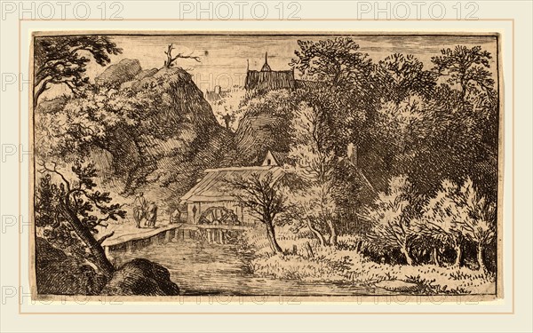 Allart van Everdingen (Dutch, 1621-1675), Water Mill at the Foot of a Mountain, probably c. 1645-1656, etching with engraving and drypoint