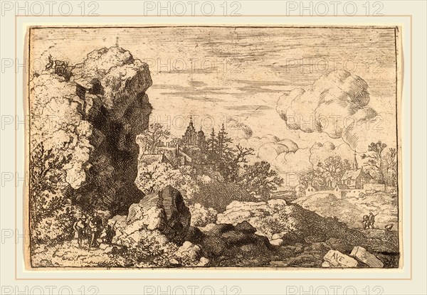 Allart van Everdingen (Dutch, 1621-1675), Three Travelers at the Foot of a High Rock, probably c. 1645-1656, etching