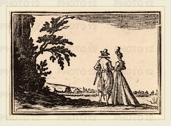 Edouard Eckman after Jacques Callot (Flemish, born c. 1600), The Promenade, 1621, woodcut