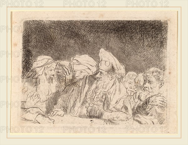 Rembrandt van Rijn and William Baillie (Dutch, 1606-1669), The Pharisees Debating (Fragment from the Hundred Guilder Print), c. 1649, etching with drypoint and engraving on laid paper
